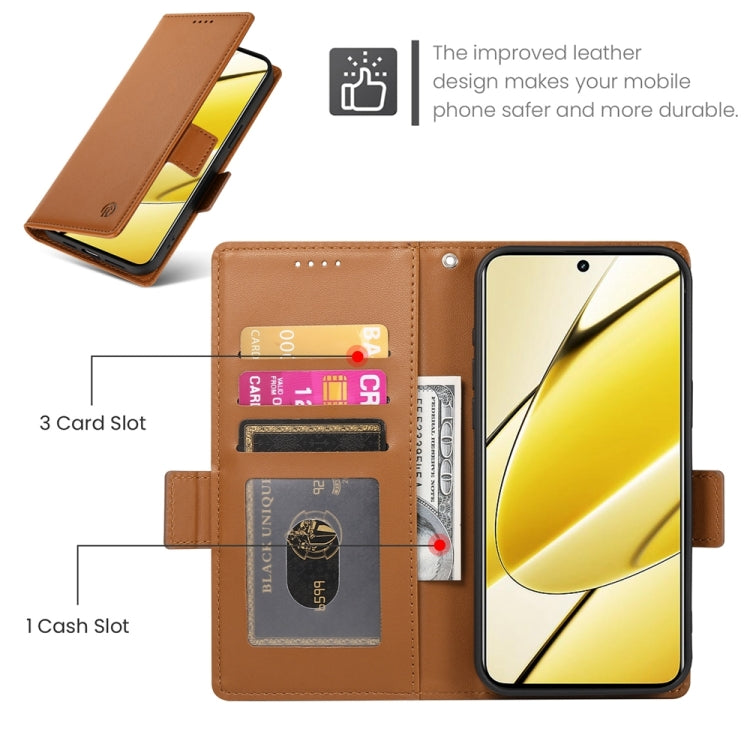 For Realme 11 5G / Realme 11x Side Buckle Magnetic Frosted Leather Phone Case