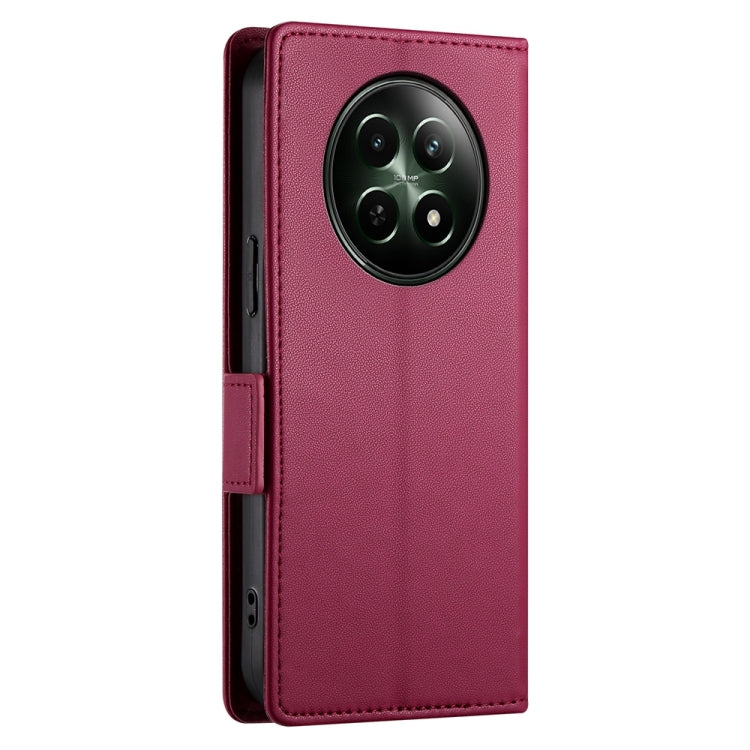 For Realme 12 Side Buckle Magnetic Frosted Leather Phone Case
