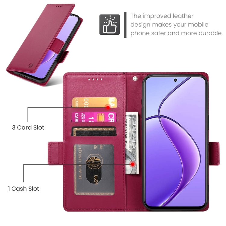For Realme 12 Side Buckle Magnetic Frosted Leather Phone Case