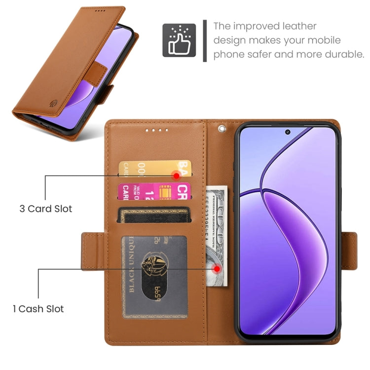 For Realme 12 Side Buckle Magnetic Frosted Leather Phone Case