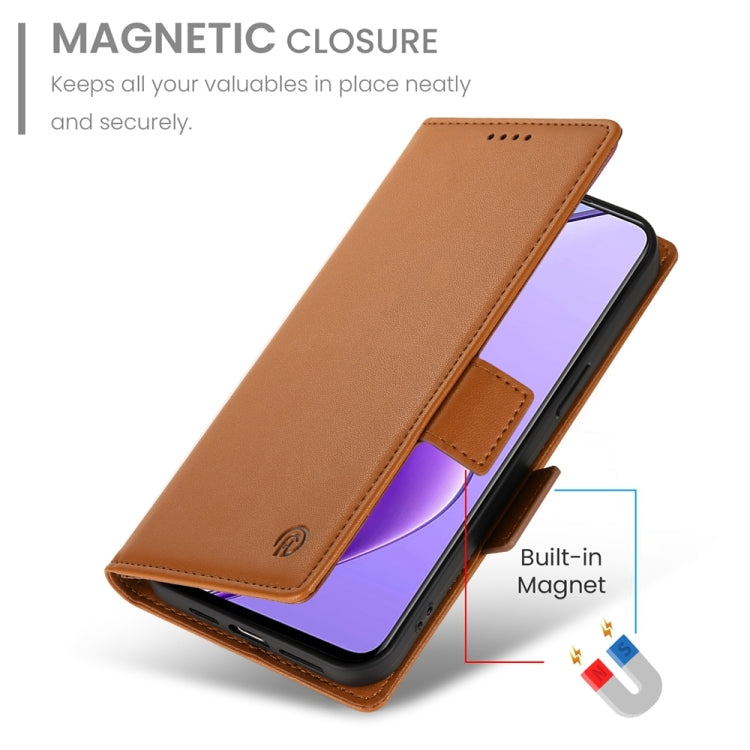 For Realme 12 Side Buckle Magnetic Frosted Leather Phone Case