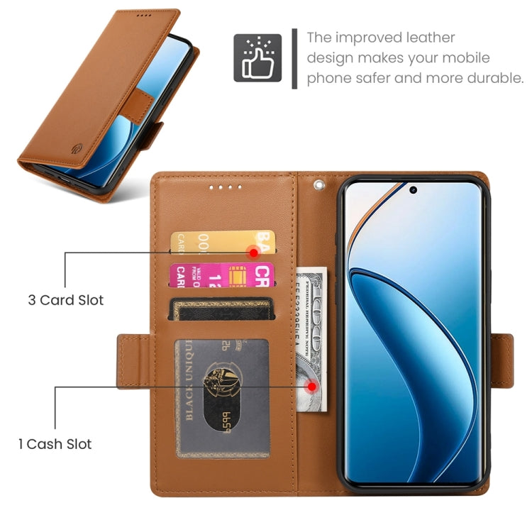For Realme 12 Pro / 12 Pro+ Side Buckle Magnetic Frosted Leather Phone Case