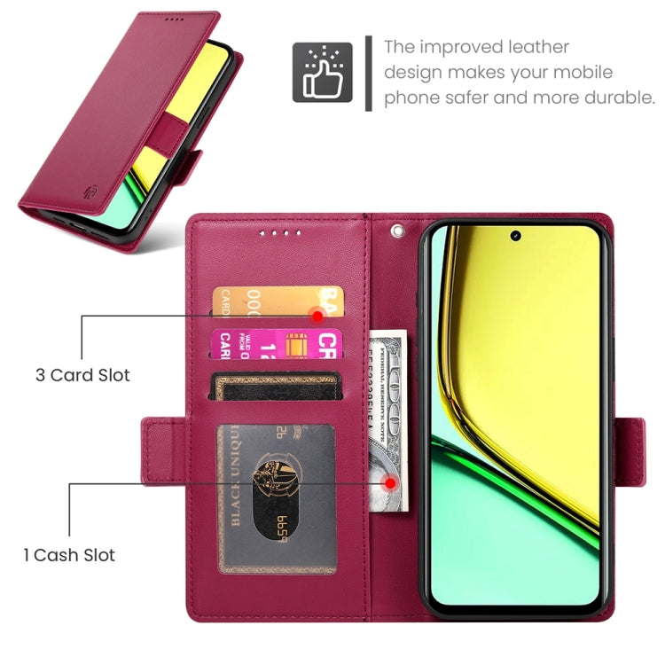 For Realme C67 4G Global Side Buckle Magnetic Frosted Leather Phone Case