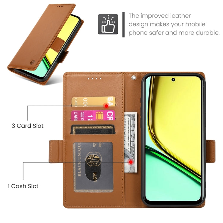 For Realme C67 4G Global Side Buckle Magnetic Frosted Leather Phone Case
