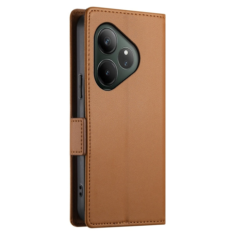 For Realme GT 6 Global Side Buckle Magnetic Frosted Leather Phone Case