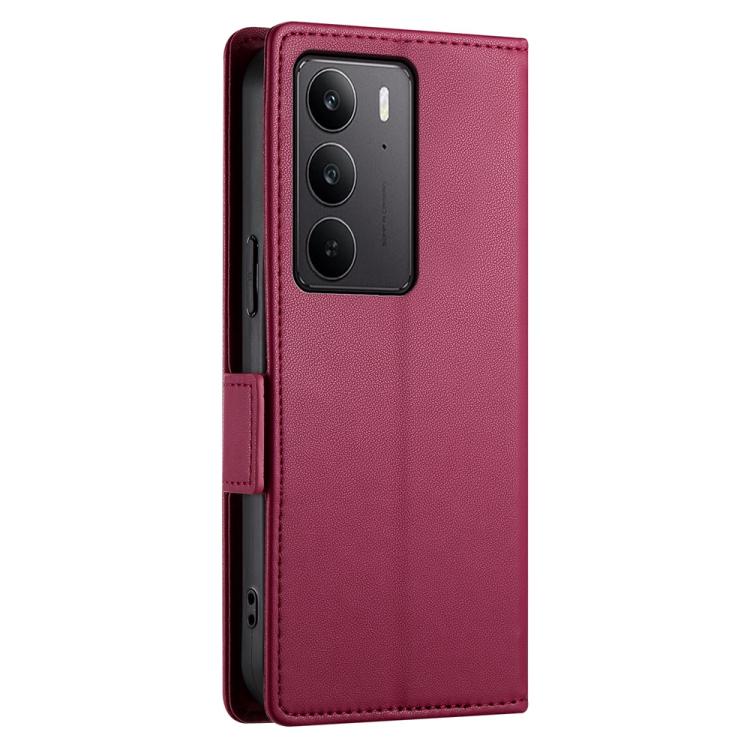 For Realme C75 / Realme 14x Side Buckle Magnetic Frosted Leather Phone Case