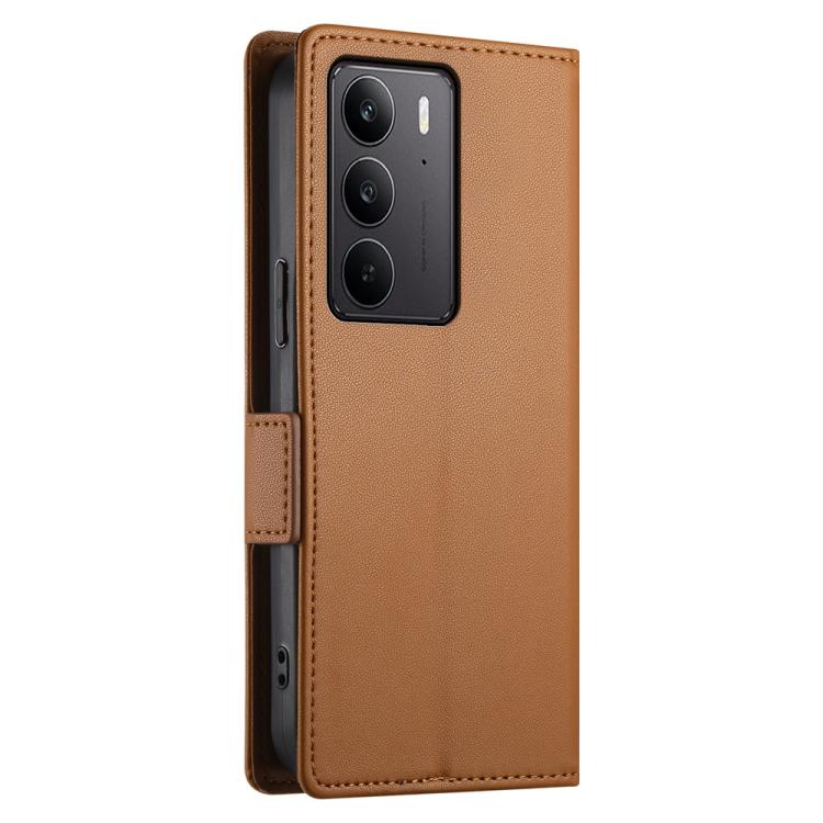 For Realme C75 / Realme 14x Side Buckle Magnetic Frosted Leather Phone Case
