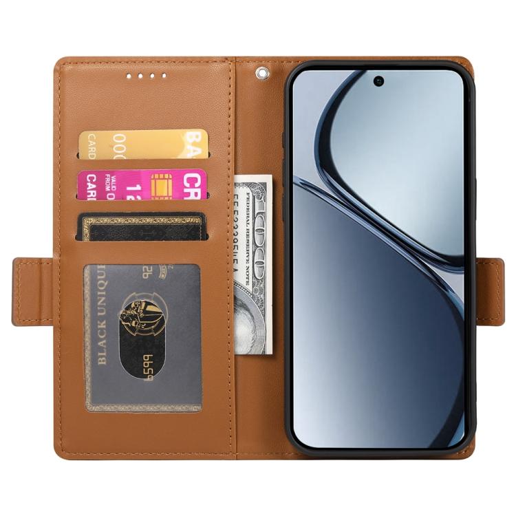 For Realme C75 / Realme 14x Side Buckle Magnetic Frosted Leather Phone Case