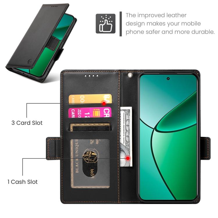 For Realme 14 Pro Side Buckle Magnetic Frosted Leather Phone Case