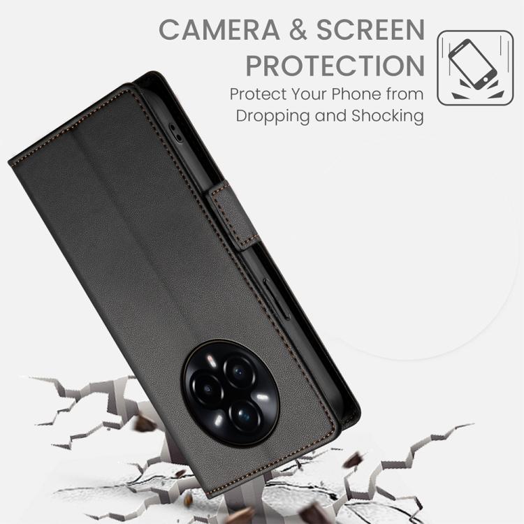 For Realme 14 Pro Side Buckle Magnetic Frosted Leather Phone Case