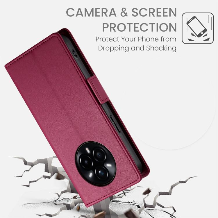 For Realme 14 Pro Side Buckle Magnetic Frosted Leather Phone Case