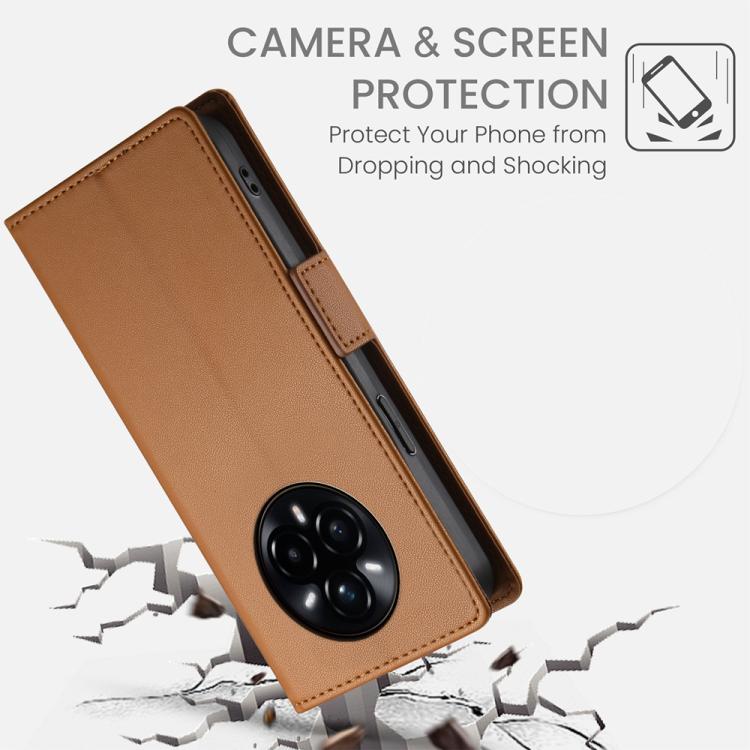For Realme 14 Pro Side Buckle Magnetic Frosted Leather Phone Case