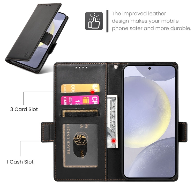 For Samsung Galaxy S24+ 5G Side Buckle Magnetic Frosted Leather Phone Case