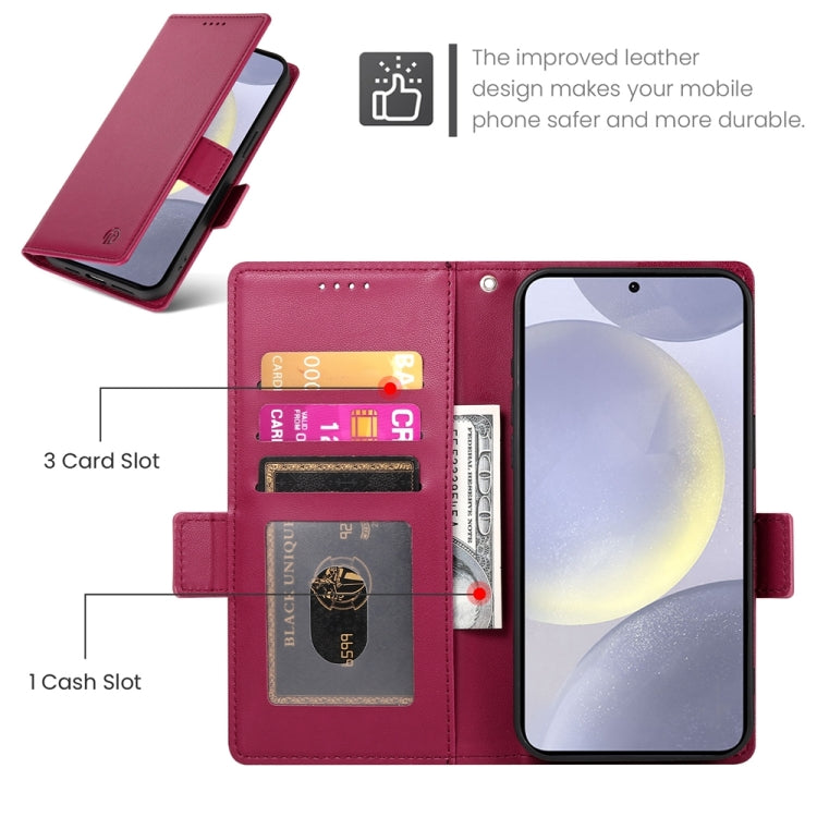For Samsung Galaxy S24+ 5G Side Buckle Magnetic Frosted Leather Phone Case