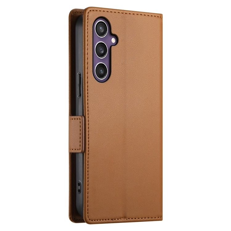 For Samsung Galaxy S24+ 5G Side Buckle Magnetic Frosted Leather Phone Case