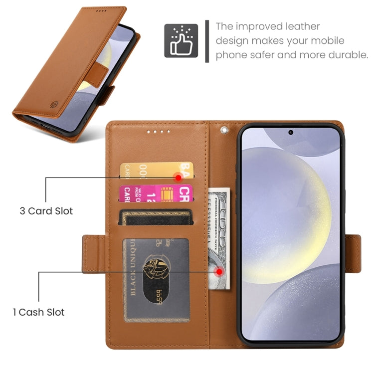 For Samsung Galaxy S24+ 5G Side Buckle Magnetic Frosted Leather Phone Case