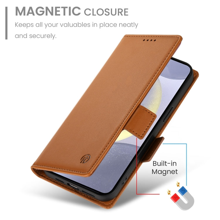 For Samsung Galaxy S24+ 5G Side Buckle Magnetic Frosted Leather Phone Case