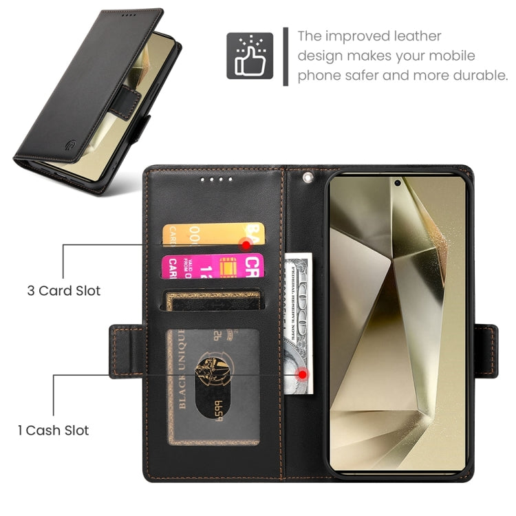 For Samsung Galaxy S24 Ultra 5G Side Buckle Magnetic Frosted Leather Phone Case