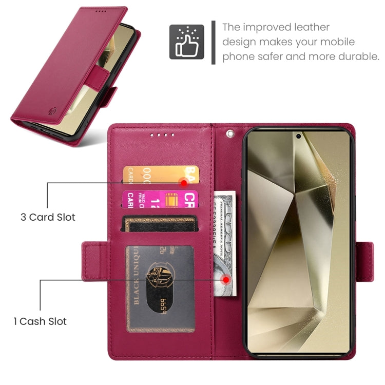For Samsung Galaxy S24 Ultra 5G Side Buckle Magnetic Frosted Leather Phone Case