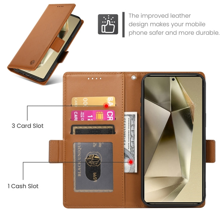For Samsung Galaxy S24 Ultra 5G Side Buckle Magnetic Frosted Leather Phone Case