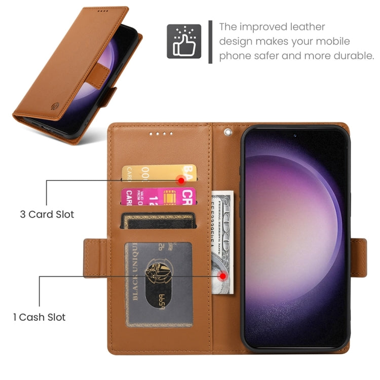 For Samsung Galaxy S23 5G Side Buckle Magnetic Frosted Leather Phone Case