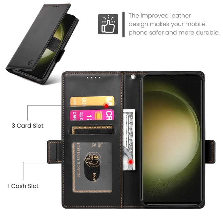 For Samsung Galaxy S23 Ultra 5G Side Buckle Magnetic Frosted Leather Phone Case