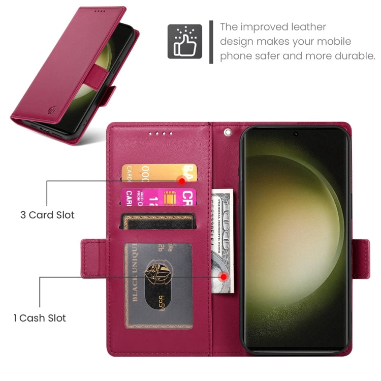 For Samsung Galaxy S23 Ultra 5G Side Buckle Magnetic Frosted Leather Phone Case