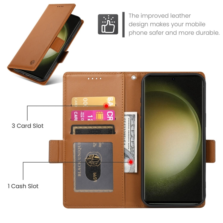 For Samsung Galaxy S23 Ultra 5G Side Buckle Magnetic Frosted Leather Phone Case