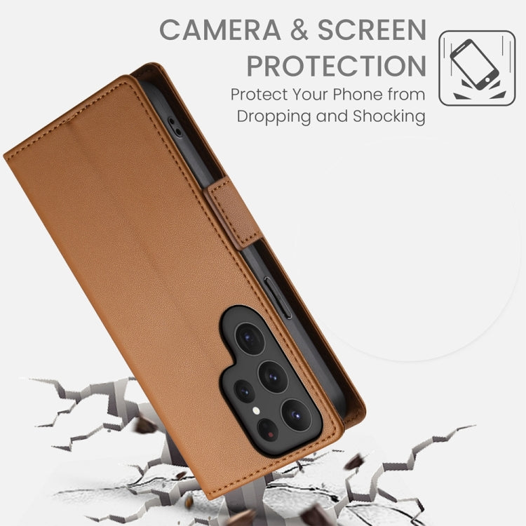 For Samsung Galaxy S23 Ultra 5G Side Buckle Magnetic Frosted Leather Phone Case