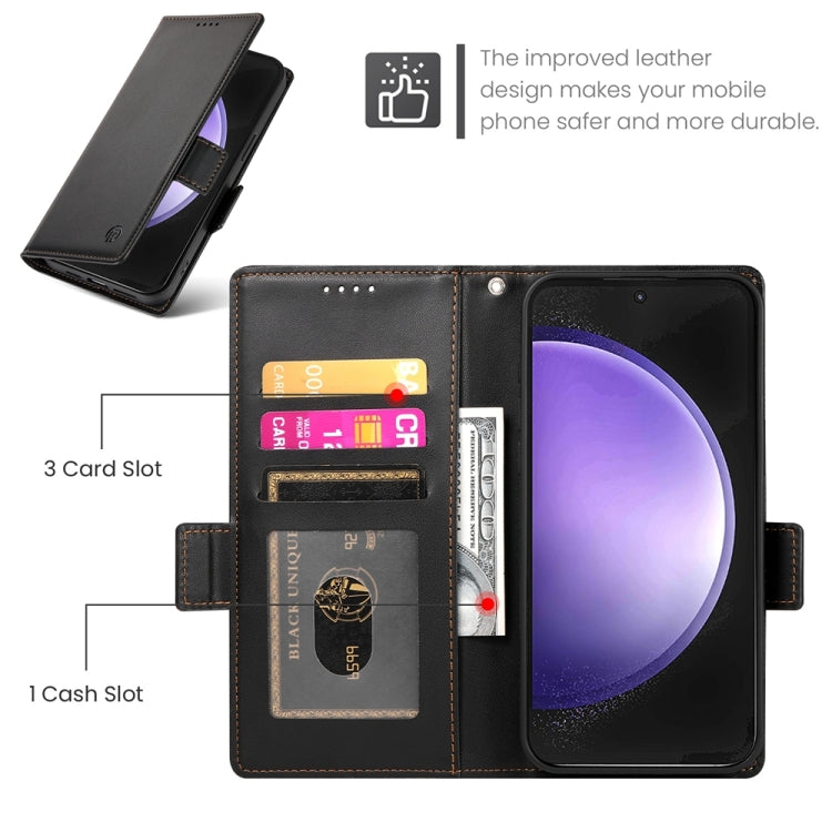 For Samsung Galaxy S23 FE 5G Side Buckle Magnetic Frosted Leather Phone Case