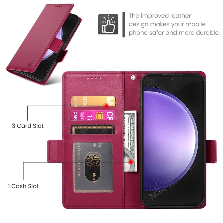 For Samsung Galaxy S23 FE 5G Side Buckle Magnetic Frosted Leather Phone Case