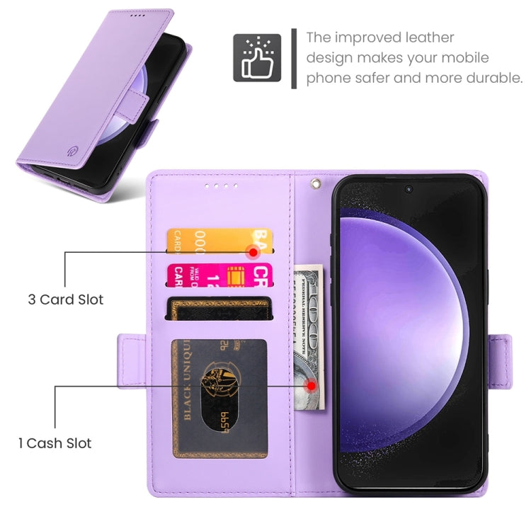 For Samsung Galaxy S23 FE 5G Side Buckle Magnetic Frosted Leather Phone Case