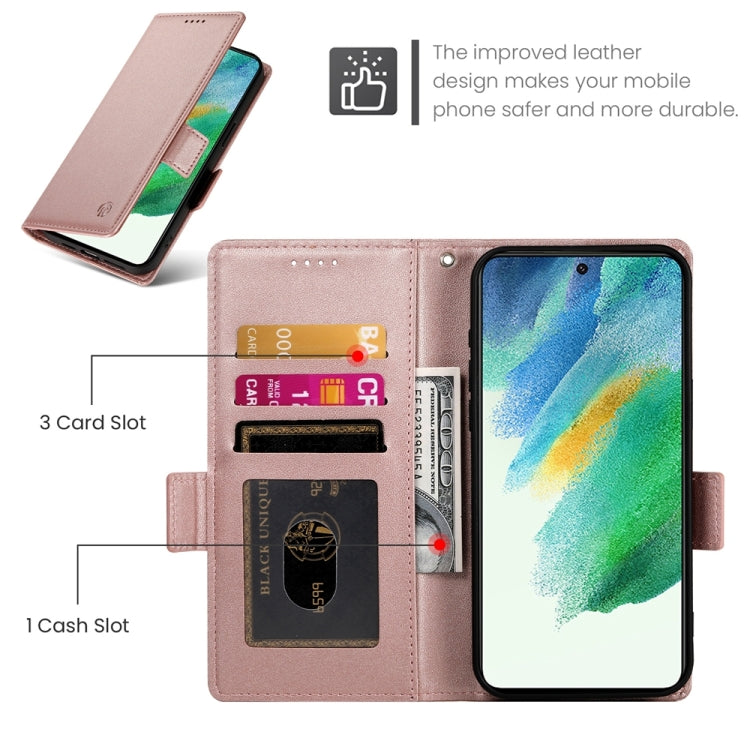 For Samsung Galaxy S21 FE 5G Side Buckle Magnetic Frosted Leather Phone Case