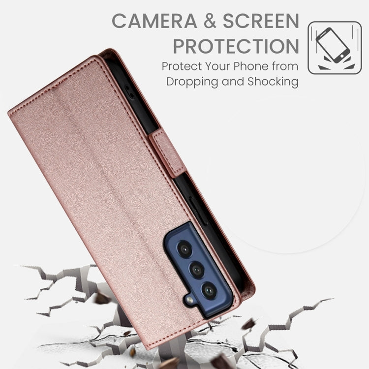For Samsung Galaxy S21 FE 5G Side Buckle Magnetic Frosted Leather Phone Case
