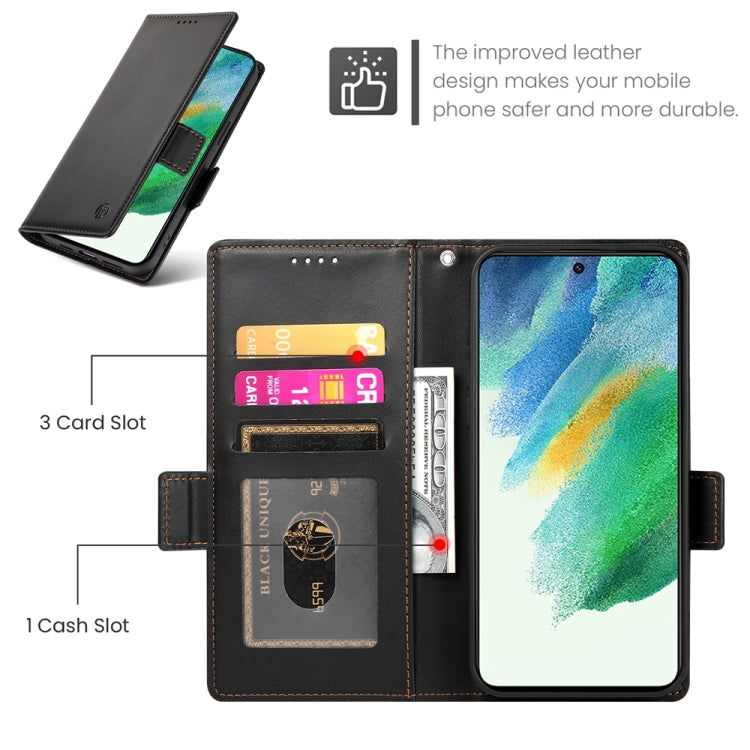 For Samsung Galaxy S21 FE 5G Side Buckle Magnetic Frosted Leather Phone Case