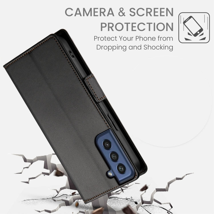 For Samsung Galaxy S21 FE 5G Side Buckle Magnetic Frosted Leather Phone Case