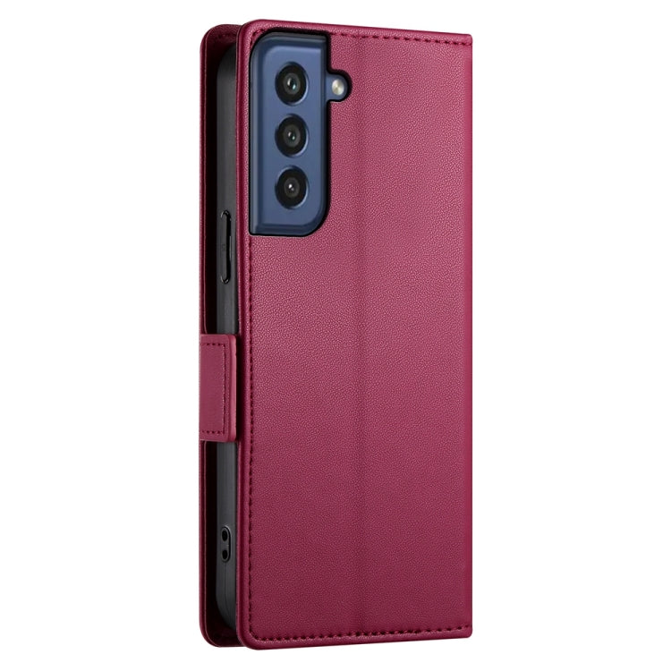 For Samsung Galaxy S21 FE 5G Side Buckle Magnetic Frosted Leather Phone Case