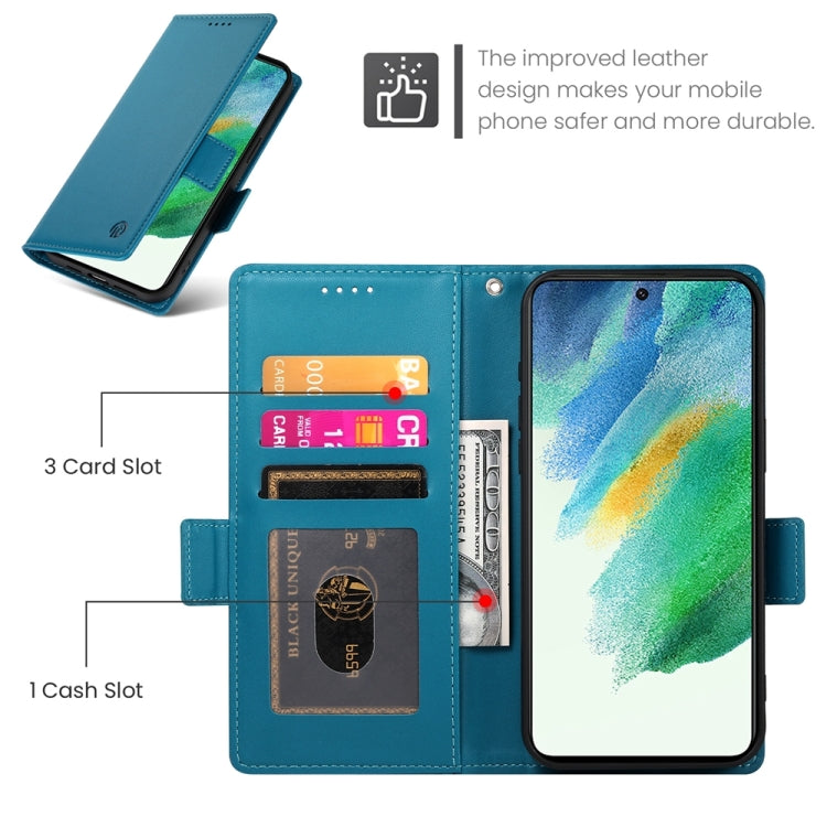 For Samsung Galaxy S21 FE 5G Side Buckle Magnetic Frosted Leather Phone Case