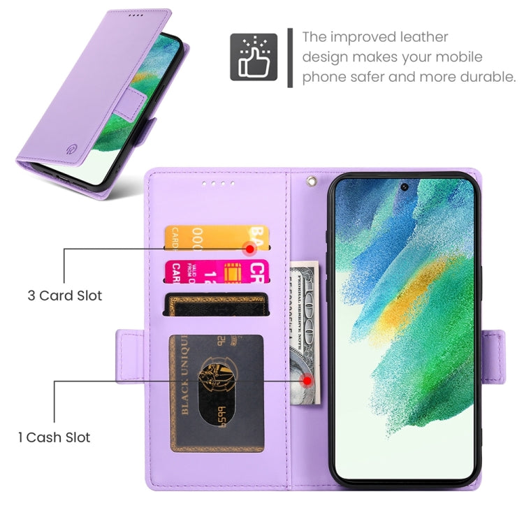 For Samsung Galaxy S21 FE 5G Side Buckle Magnetic Frosted Leather Phone Case