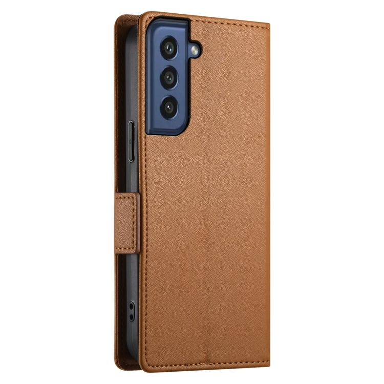 For Samsung Galaxy S21 FE 5G Side Buckle Magnetic Frosted Leather Phone Case