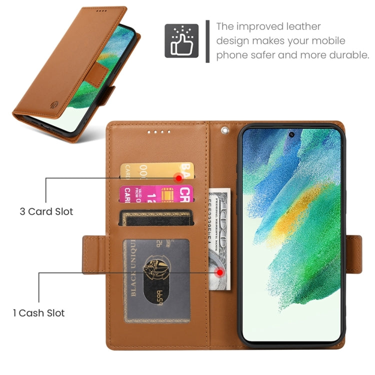 For Samsung Galaxy S21 FE 5G Side Buckle Magnetic Frosted Leather Phone Case