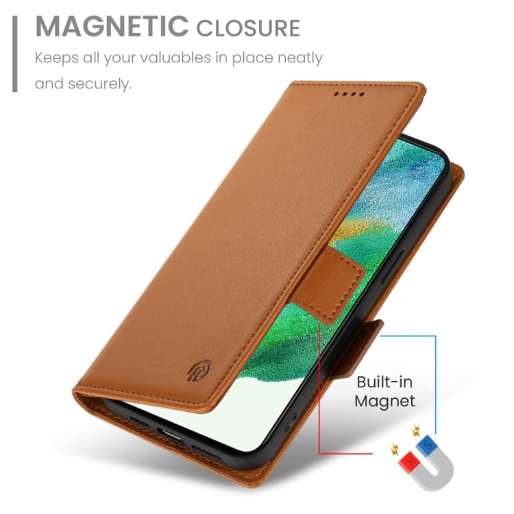 For Samsung Galaxy S21 FE 5G Side Buckle Magnetic Frosted Leather Phone Case