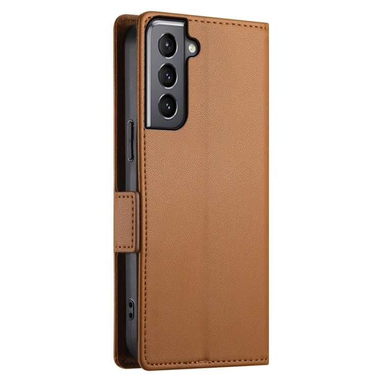 For Samsung Galaxy S21 5G Side Buckle Magnetic Frosted Leather Phone Case