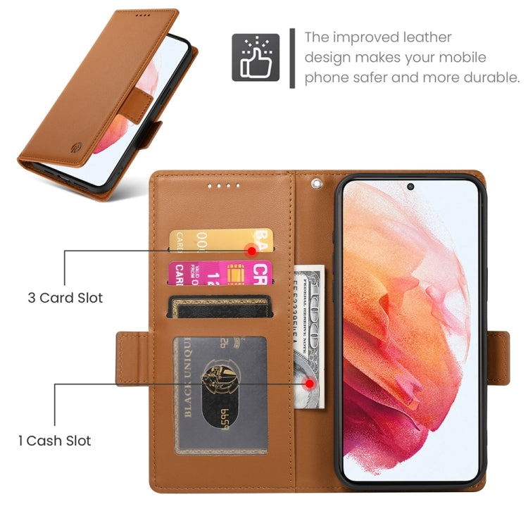 For Samsung Galaxy S21 5G Side Buckle Magnetic Frosted Leather Phone Case