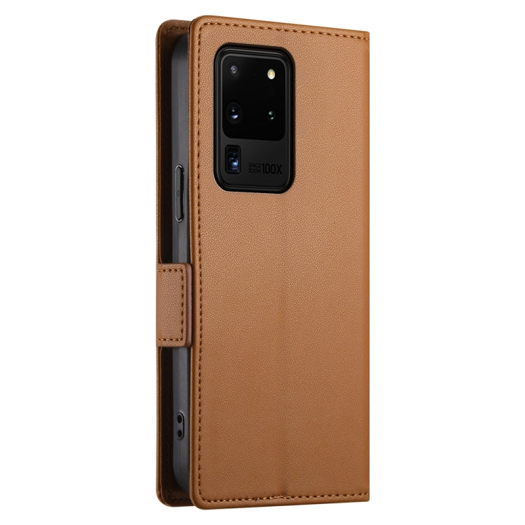 For Samsung Galaxy S20 Ultra 5G Side Buckle Magnetic Frosted Leather Phone Case