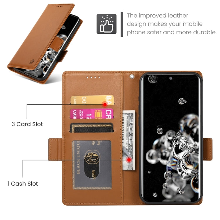 For Samsung Galaxy S20 Ultra 5G Side Buckle Magnetic Frosted Leather Phone Case