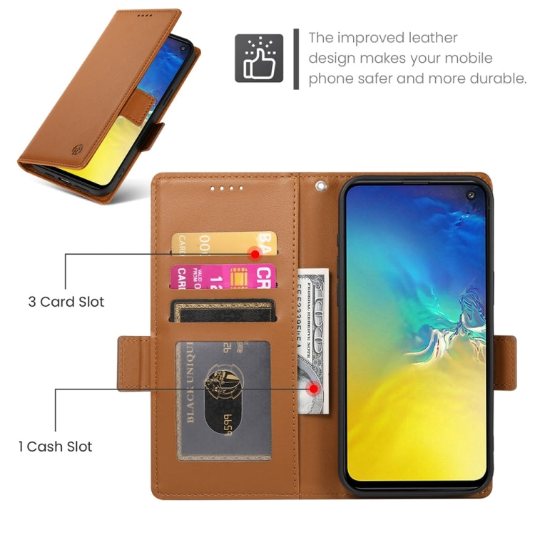 For Samsung Galaxy S10e Side Buckle Magnetic Frosted Leather Phone Case