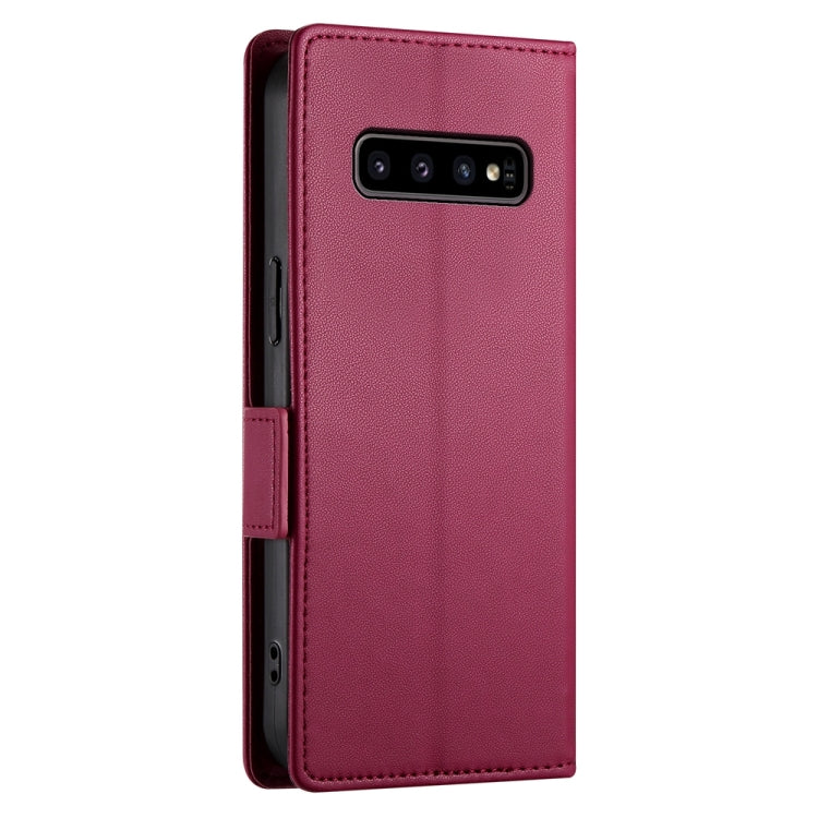 For Samsung Galaxy S10 Side Buckle Magnetic Frosted Leather Phone Case