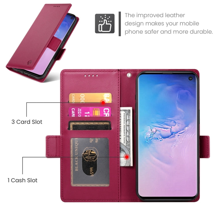 For Samsung Galaxy S10 Side Buckle Magnetic Frosted Leather Phone Case