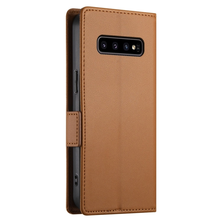 For Samsung Galaxy S10 Side Buckle Magnetic Frosted Leather Phone Case